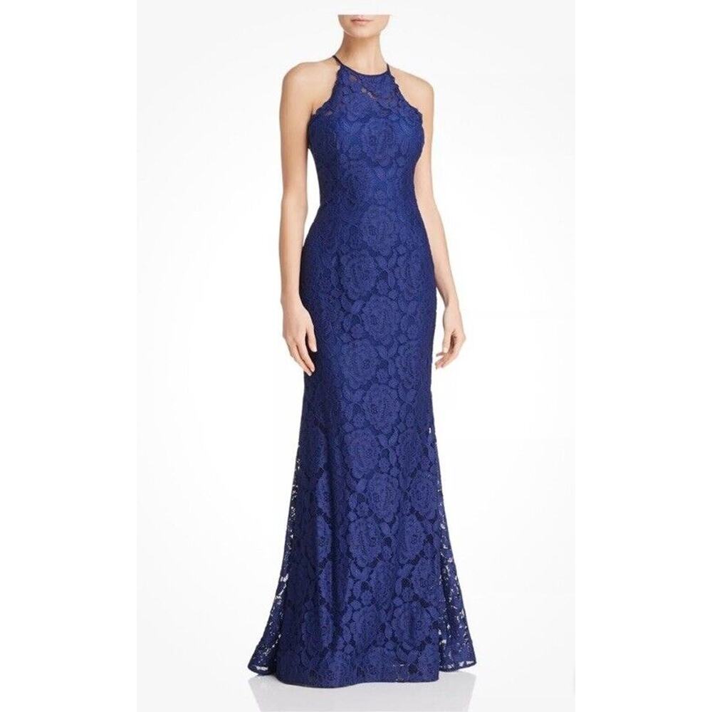 AQUA DRESSES Womens Blue Sleeveless Full-Length Formal Mermaid Dress Size 2